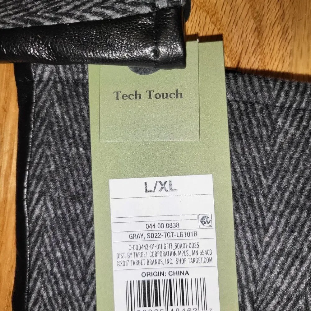 Gloves tech touch grey/black UNISEX New with tags Size M/L